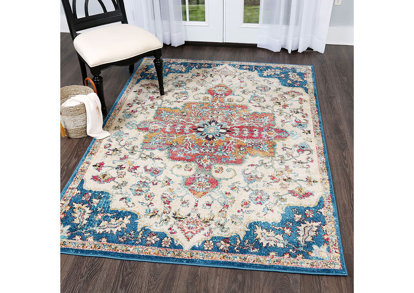 Home Dynamix Serena Daina Bohemian Area Rug 7'9"x10'2" Medallion Ivory/Navy Blue,Home Dynamix
