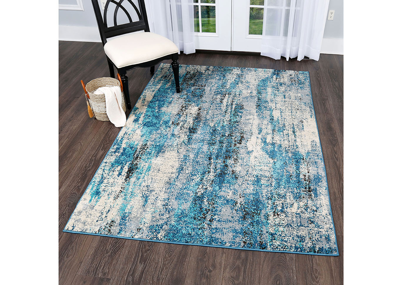Home Dynamix Serena Marirose Contemporary Area Rug 7'9"x10'2" Abstract Ivory/Blue,Home Dynamix