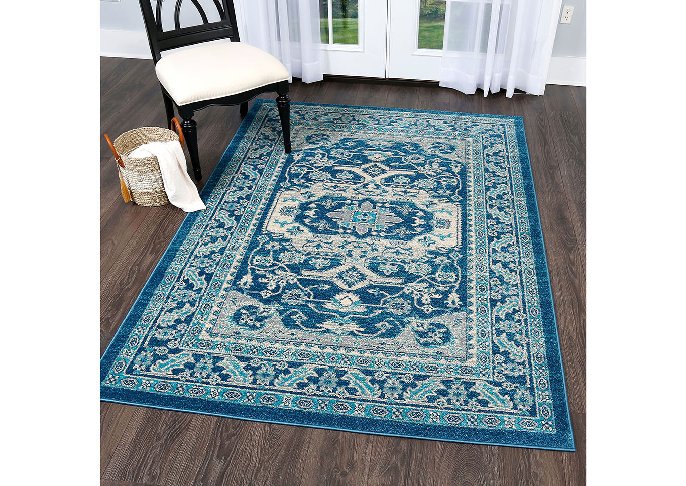 Home Dynamix Serena Arminio Bohemian Area Rug 7'9"x10'2" Border Blue/Gray/Ivory,Home Dynamix