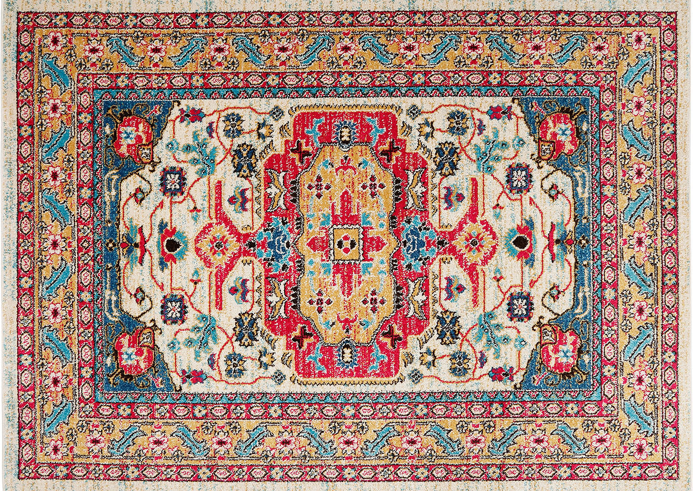 Home Dynamix Serena Wilson Bohemian Area Rug 2'6"x7'2" Border Ivory/Fuchsia/Gold,Home Dynamix