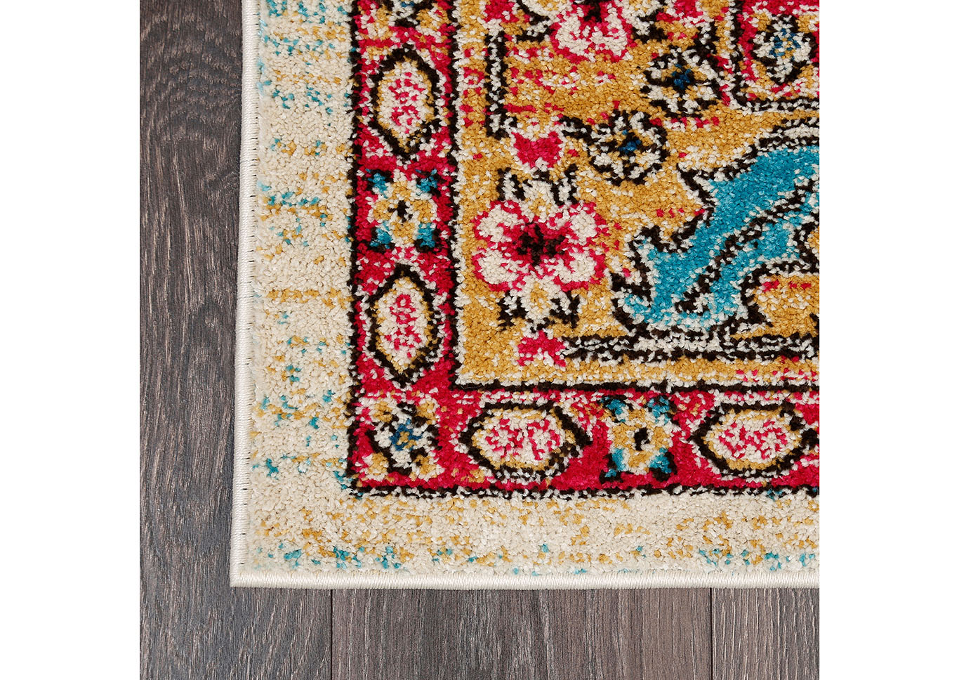 Home Dynamix Serena Wilson Bohemian Area Rug 2'6"x7'2" Border Ivory/Fuchsia/Gold,Home Dynamix