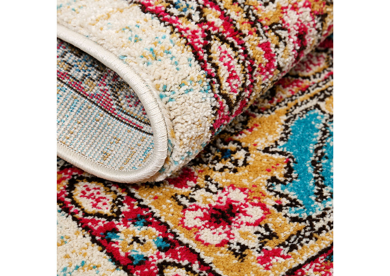 Home Dynamix Serena Wilson Bohemian Area Rug 2'6"x7'2" Border Ivory/Fuchsia/Gold,Home Dynamix