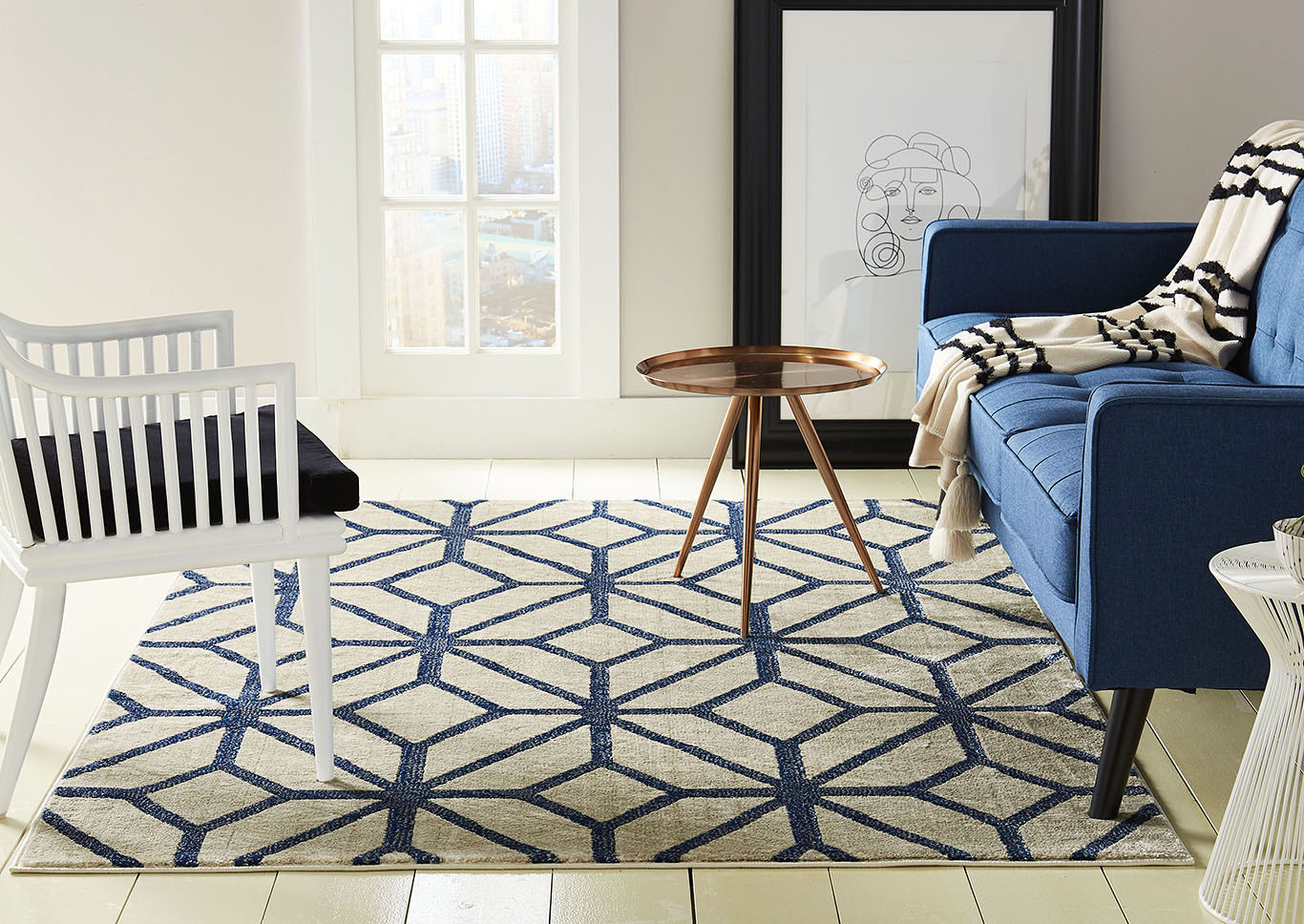 Tanja Mason Ivory-Navy Area Rug,Home Dynamix