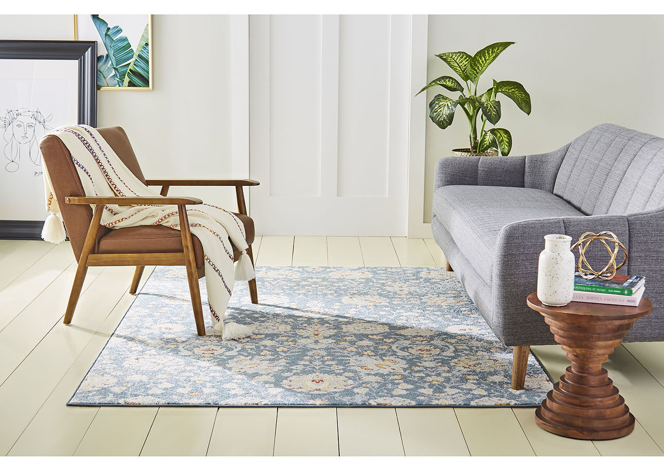 Venice Flore Blue Area Rug,Home Dynamix