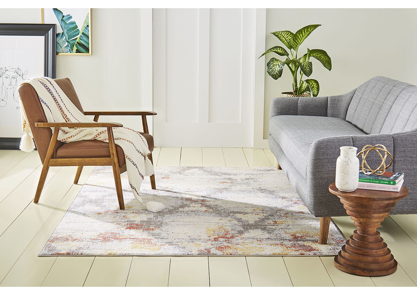 Home Dynamix Venice Cameo Contemporary Area Rug 7'10"x10'2" Abstract Gray/Rust,Home Dynamix