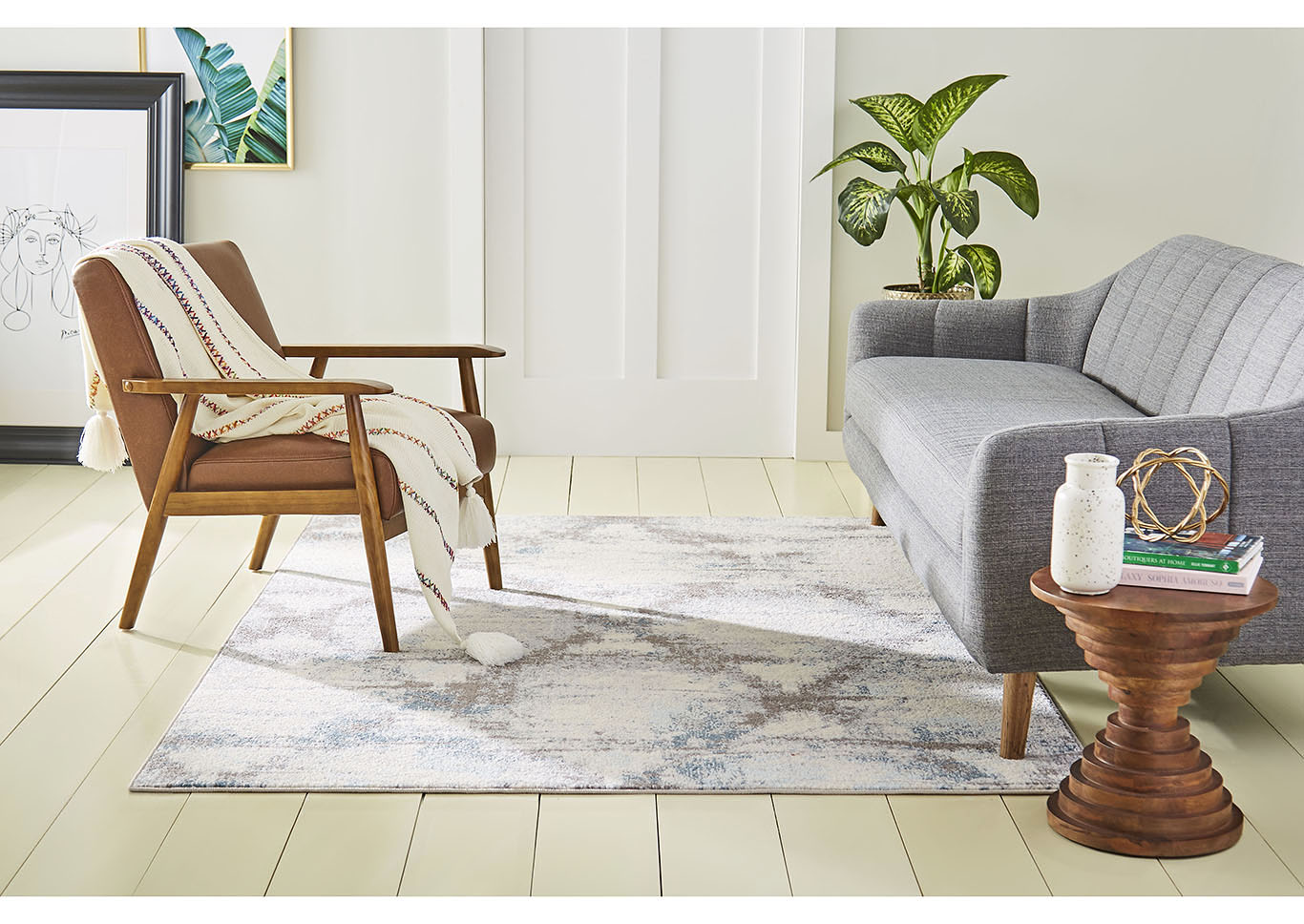 Venice Cameo Gray-Blue Area Rug,Home Dynamix