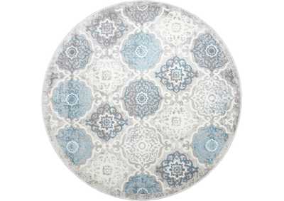 Image for Boho Andorra Area Rug Gray/Aqua, 7'10" Round