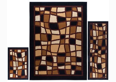 Image for Home Dynamix Ariana Balboa Contemporary Area Rug 3 Piece Set Geometric Black/Brown/Beige