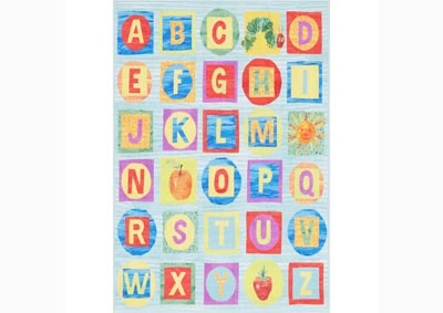 Image for Home Dynamix Eric Carle Elementary Blue Alphabet Blocks Kids Kids Area Rug 6'6"x9'5" Educational Blue/Red/Yellow