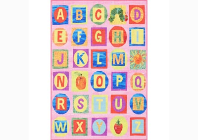 Image for Home Dynamix Eric Carle Elementary Pink Alphabet Blocks Kids Kids Area Rug 6'6"x9'5" Educational Pink/Blue/Yellow