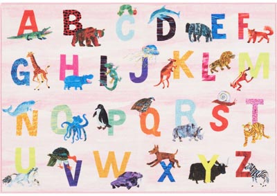 Image for Home Dynamix Eric Carle Elementary Pink Alphabet Decorative Kids Kids Area Rug 6'6"x9'5" Educational Pink/Blue/Yellow