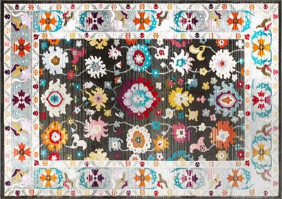 Image for Home Dynamix Trina Trina Turk Melody Vaughn Traditional Area Rug 5'2"x7'6" Damask Gray/Ivory/Red