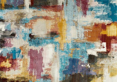 Image for Home Dynamix Nicole Miller Parlin Yarrow Contemporary Area Rug 5'3"x6'9" Abstract Ivory/Blue/Gold