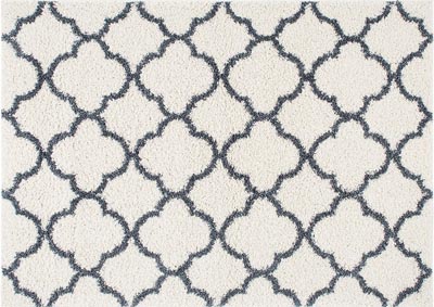 Image for Home Dynamix Nicole Miller Synergy Elm Shag Area Rug 3'3"x4'3" Trellis White/Blue
