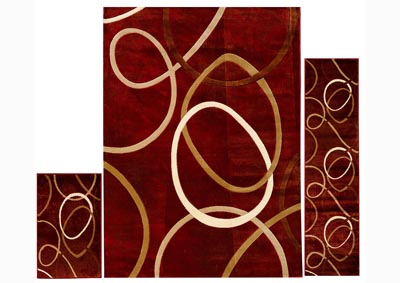 Image for Home Dynamix Tribeca Aiden Contemporary Area Rug 3 Piece Set Abstract Red/Beige/Brown