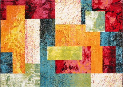 Image for Home Dynamix Splash Scarlet Contemporary Area Rug 3 Piece Set Geometric Ivory/Pink/Orange