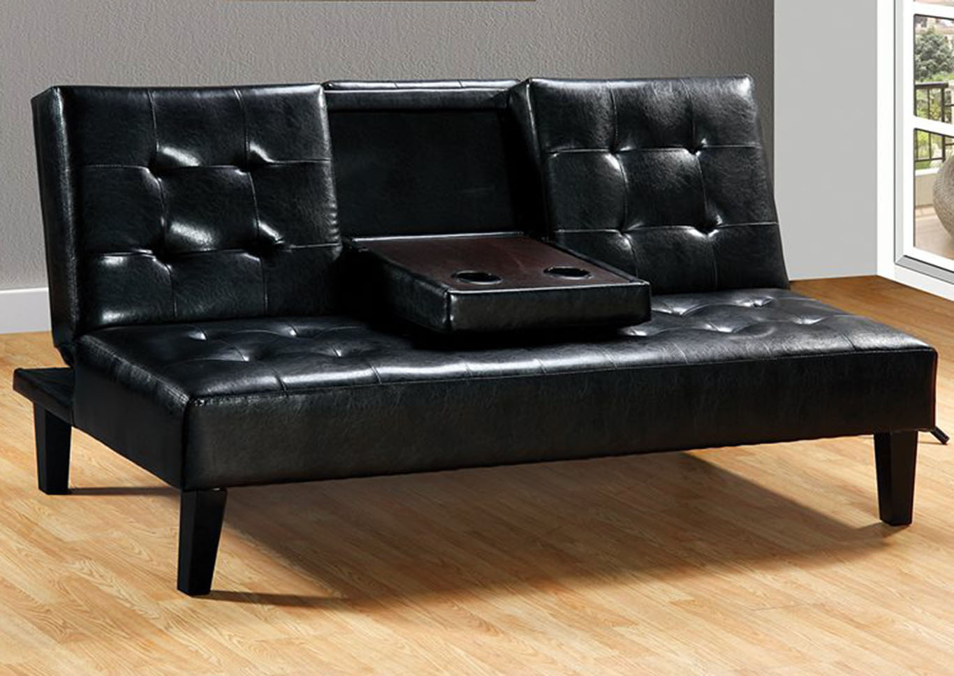 Black Sofa Bed w/Drop Down Tray,Home Source