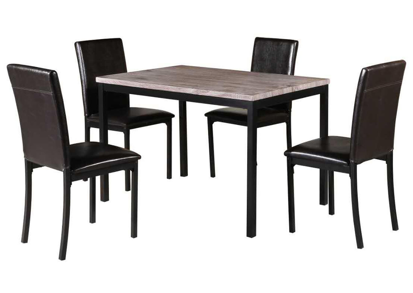 Beige/Black Table & 4 Chairs,Home Source
