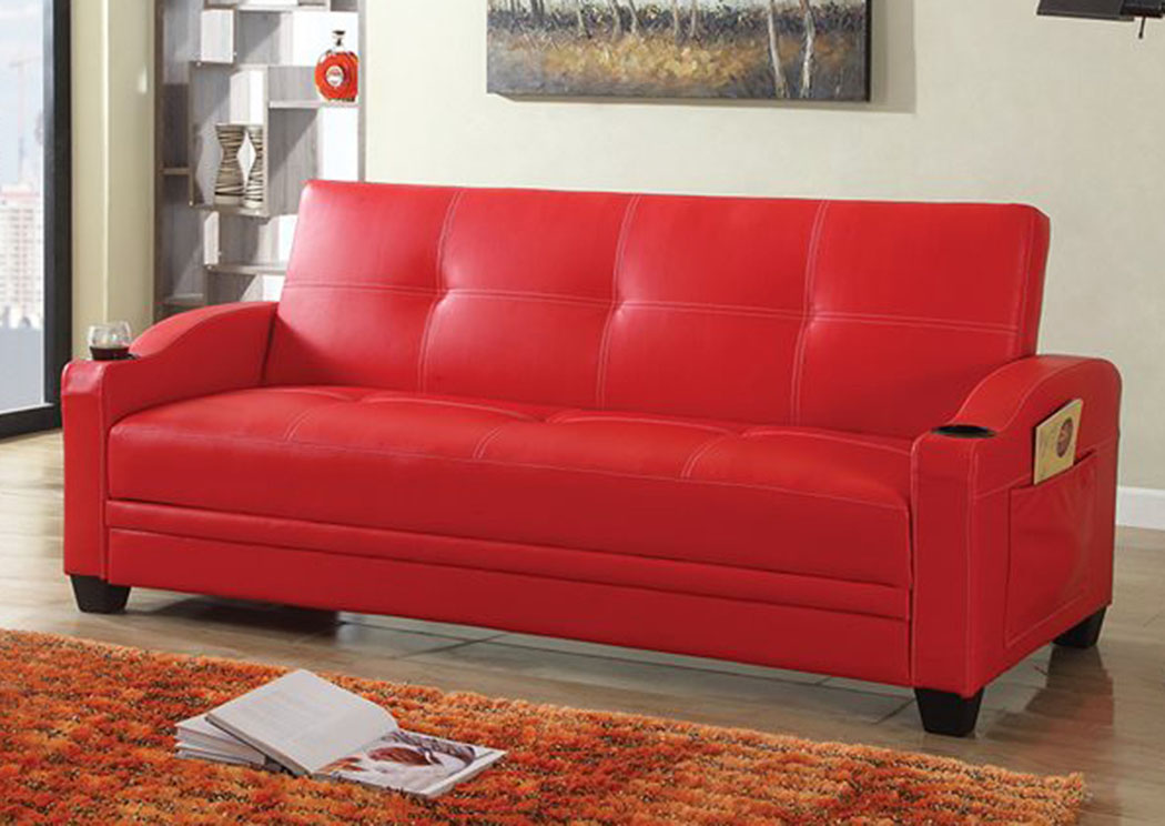 Red Sofabed No Storage PU05,Home Source