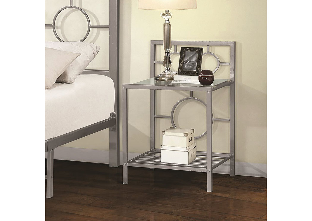 Metal Silver Night Stand,Home Source