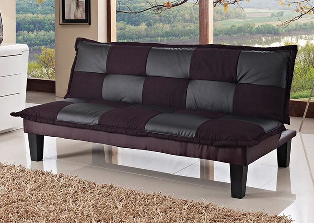 Black & Violet Sofa Bed in Microfiber,Home Source