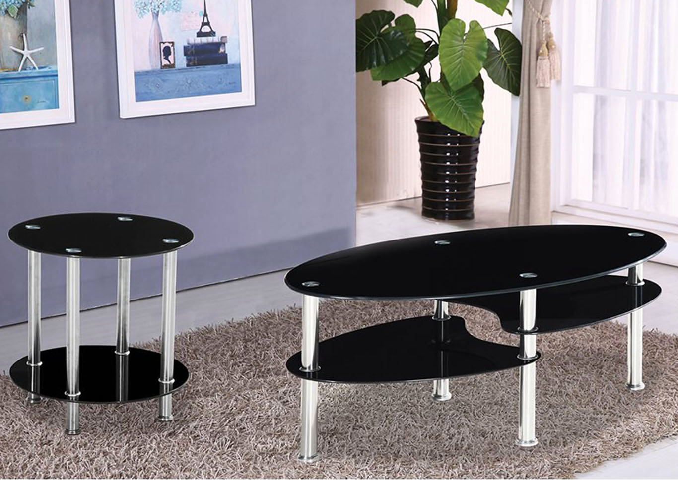 Black Rounded Oval Coffee Table,Home Source