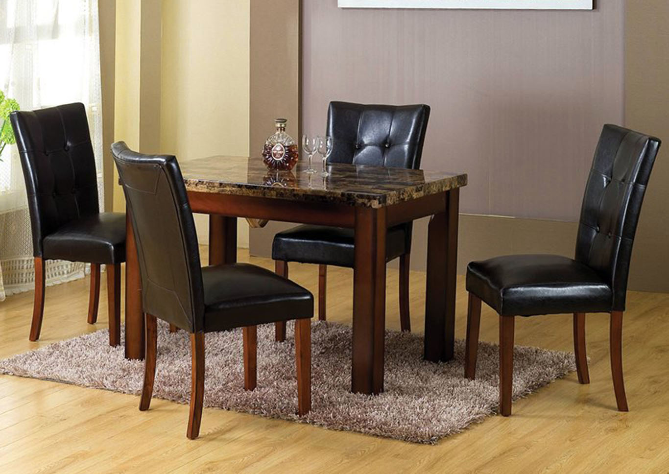 mahogany faux marble table & 4 chairs bob's discount house