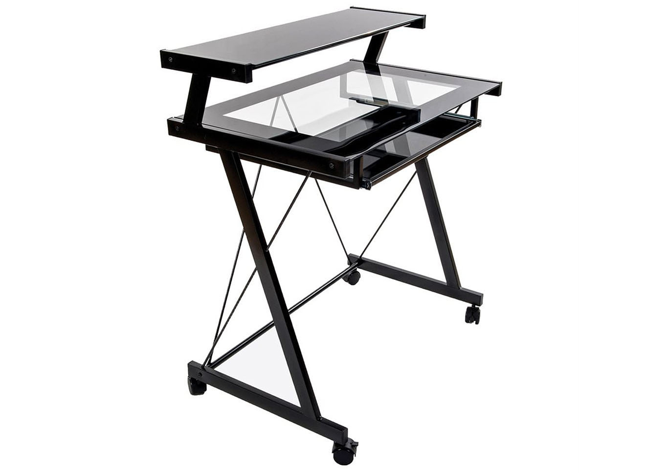 Black & Clear Glass Computer Cart,Home Source