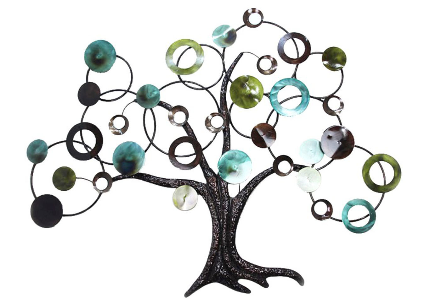 Brown & Turquoise&Lime Wall Decor-Tree w/Circle Branches,Home Source