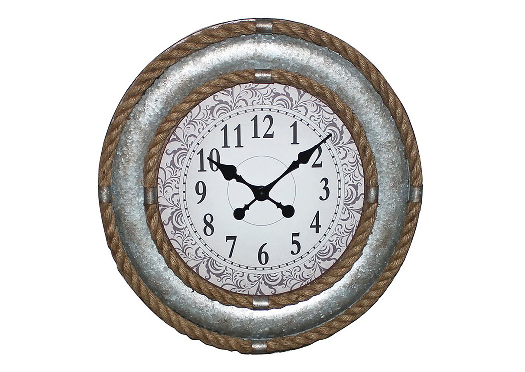 Tan & Silver & White Black Wall Decor Double Rope Clock,Home Source