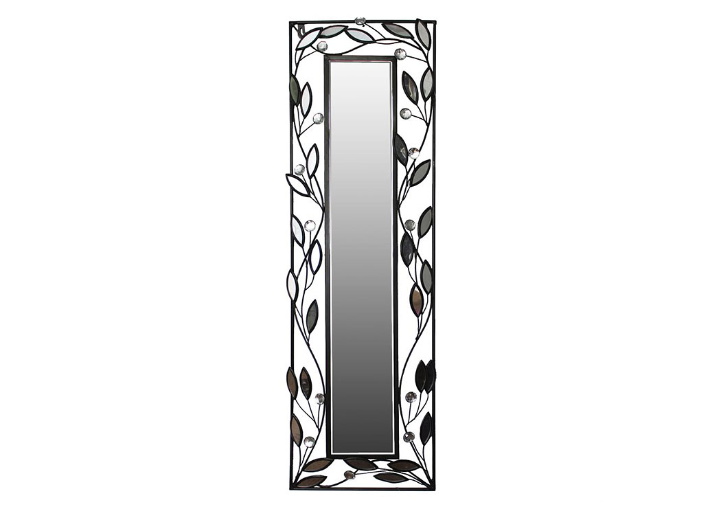 Black & Silver Wall Mirror Rectangle w/Leaves,Home Source