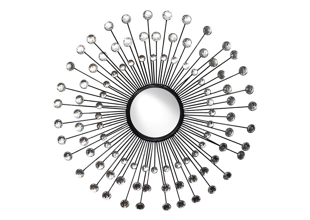 Silver Wall Mirror Circlular Lines w/Jewels,Home Source