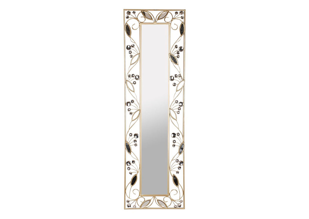 Gold Wall Mirror Rectangle w/Leaves,Home Source