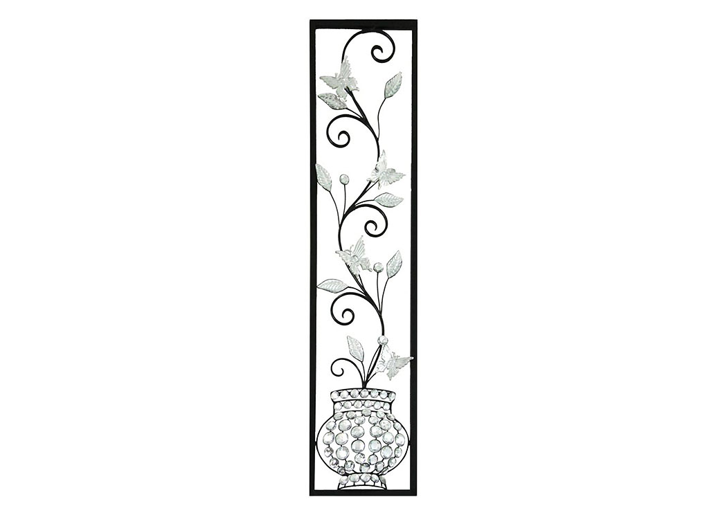 Silver Wall Decor Vase w/Butterflies,Home Source