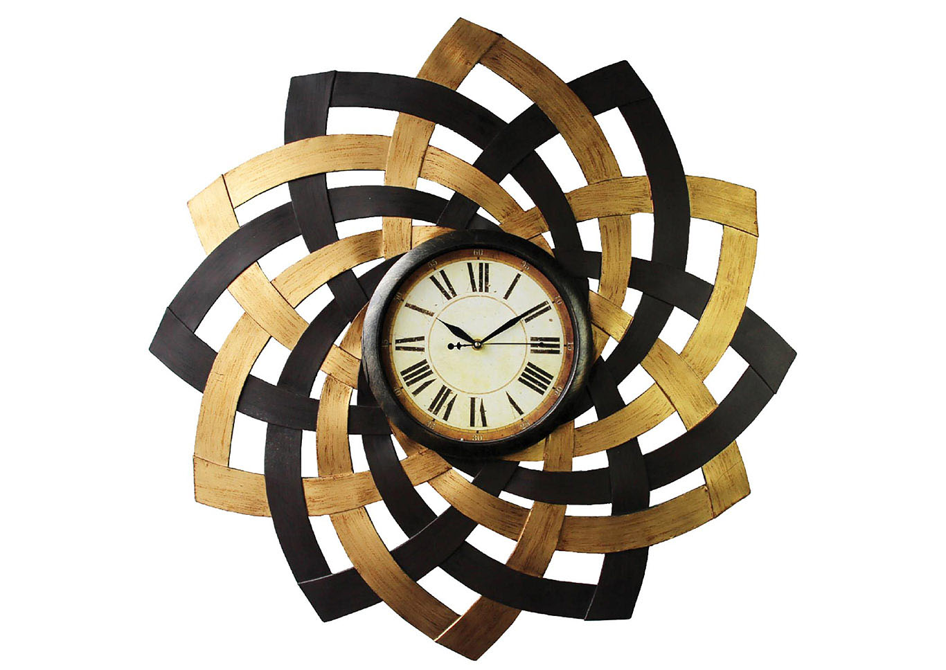 Gold & Black Wall Clock Metal Petals,Home Source
