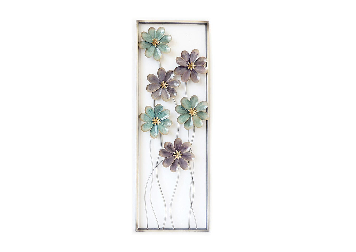 Teal/Purple Wall Decor-6 Flowers On Stem R,Home Source
