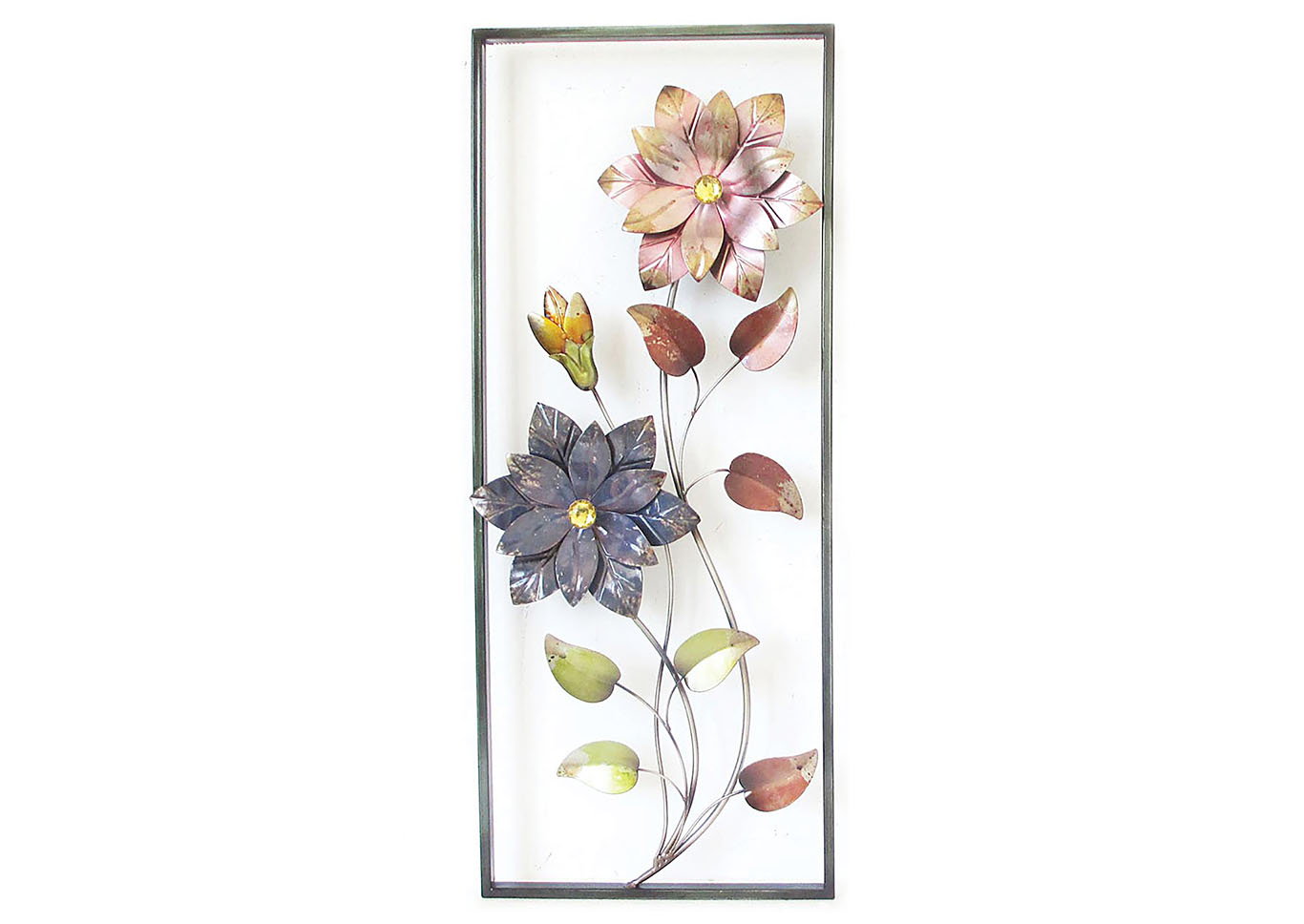 Pink/Purple Wall Decor-2 Flowers In Rectangle,Home Source