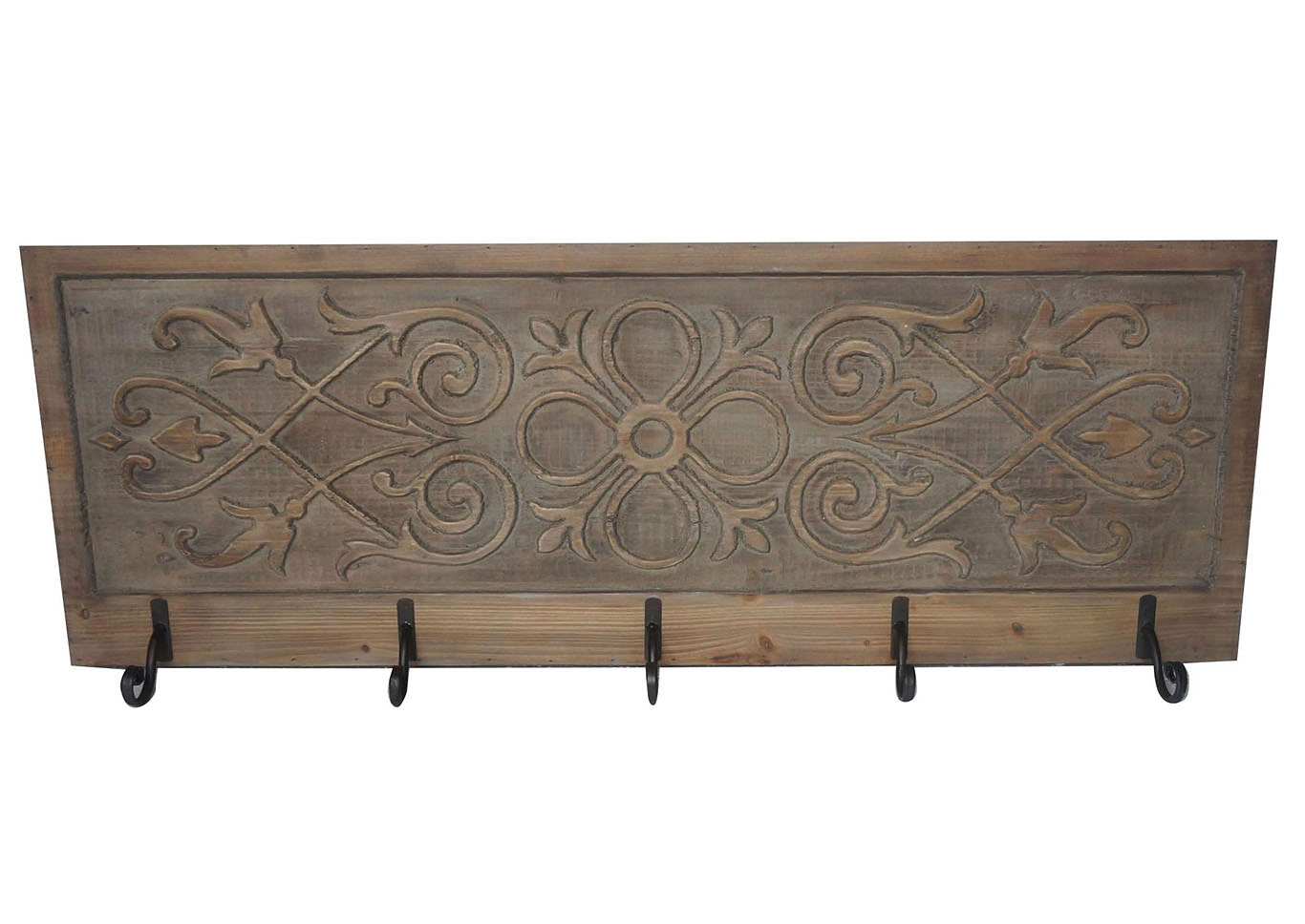 Tan/Black Wall Decor -5 Hook Filigree Panel,Home Source