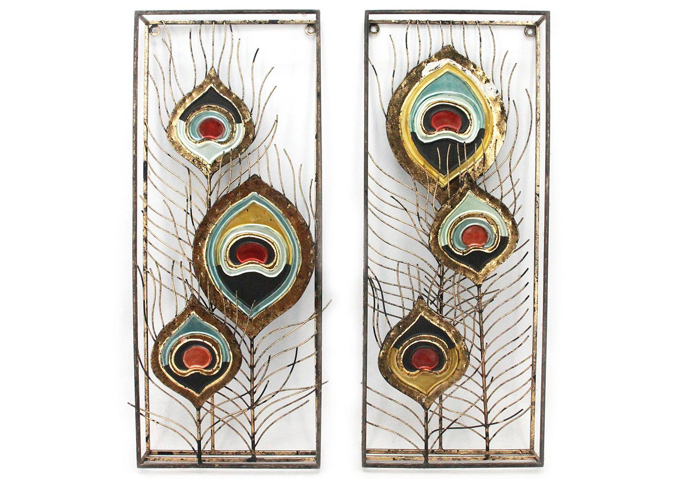 Gold/Blue/Green/Red Multi Wall Decor Peacock Feather Panels,Home Source