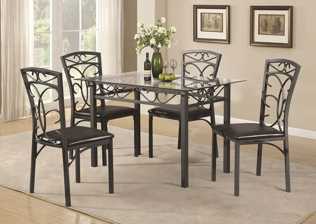 Black Dinette Table & 4 Chairs,Home Source