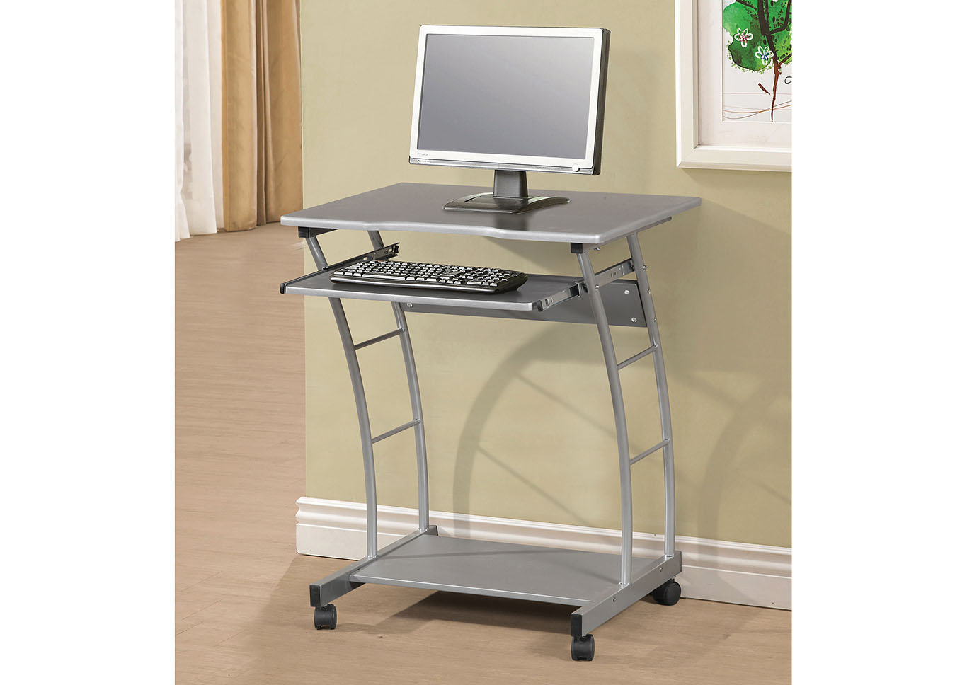 Rooney Silver Computer Cart,Home Source