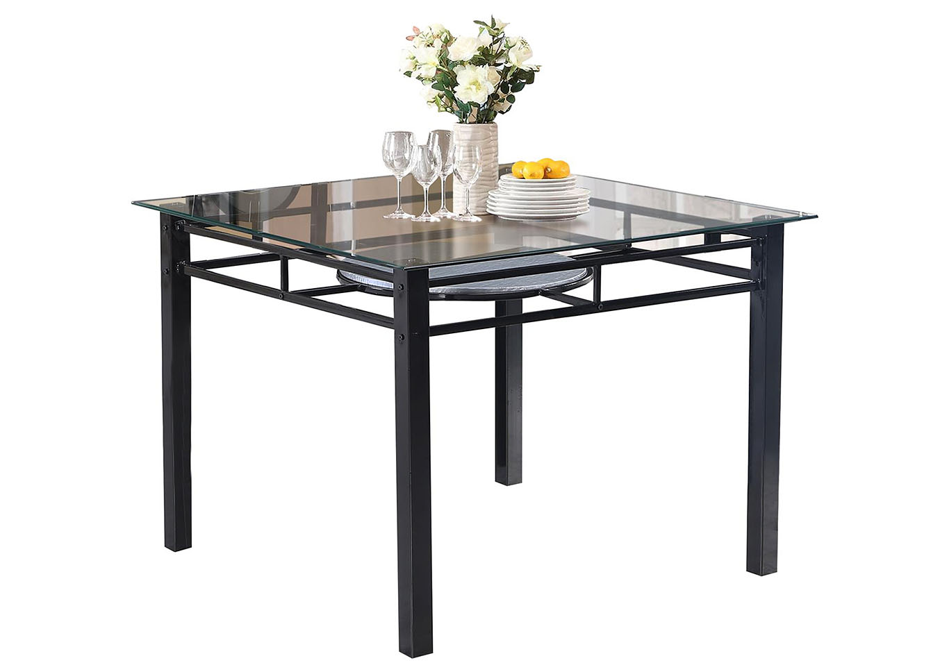 Houston Black Glass-Top Metal Table,Home Source