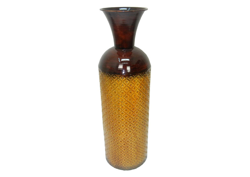 Yellow/Brown Table Top Metal Trumpet Vases,Home Source