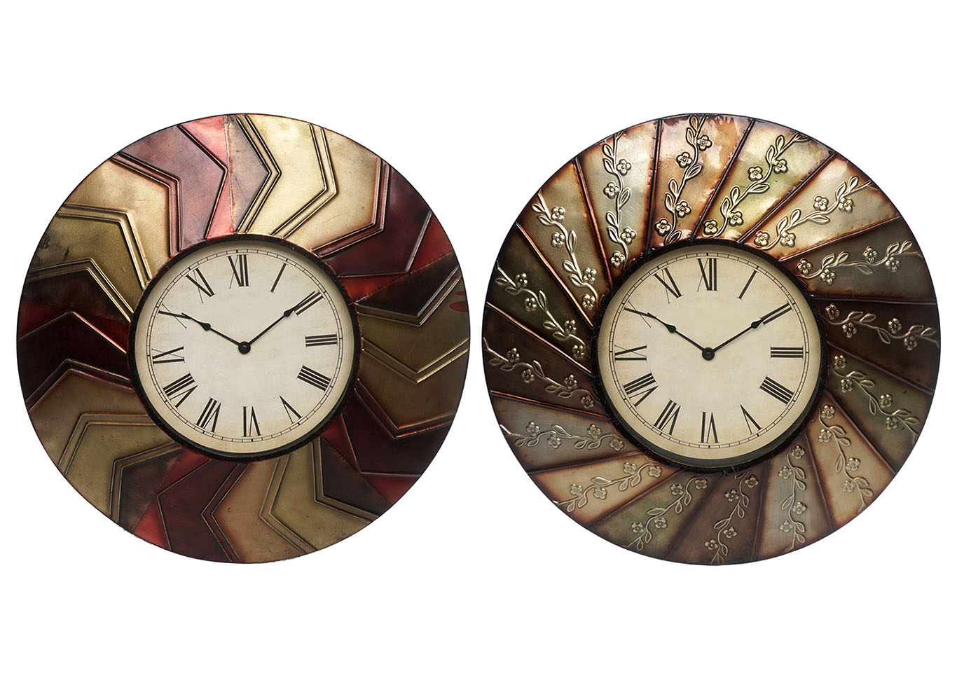 Beige/Red/Grey Assortment-Wall Clocks- Swirl Pattern,Home Source
