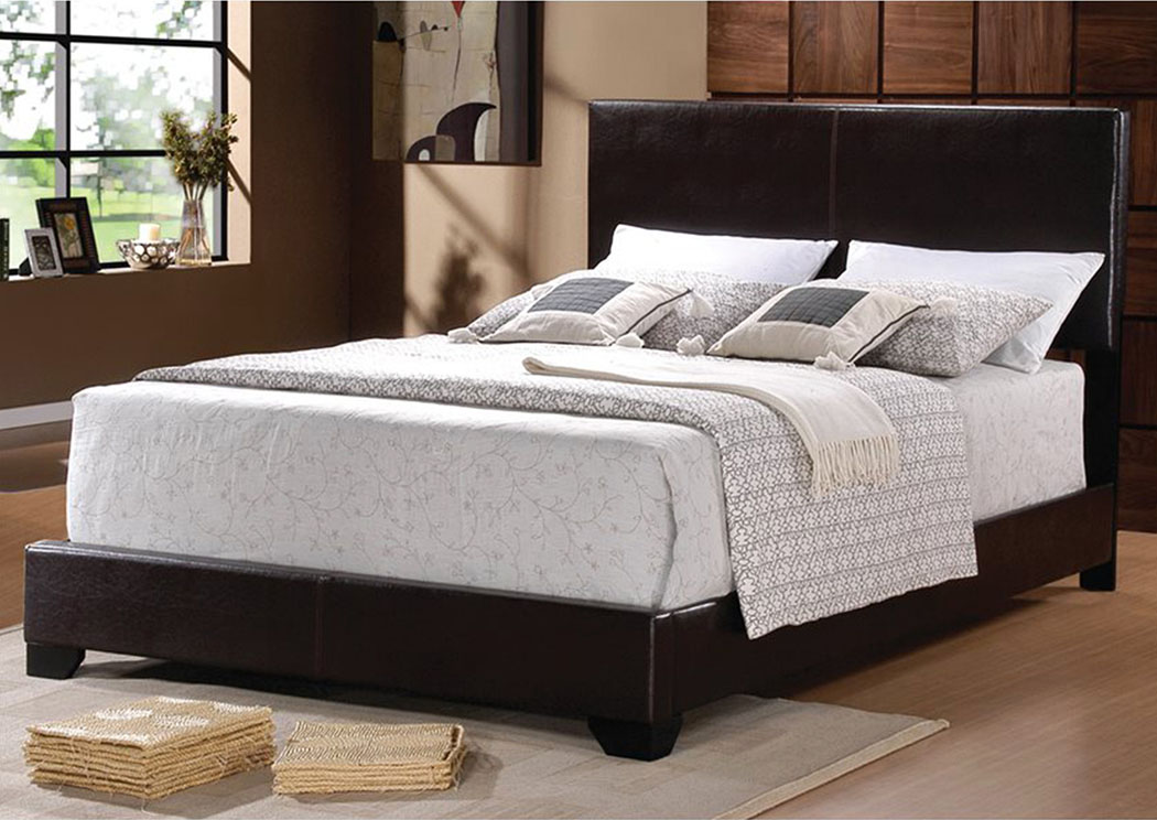 Dark Brown King Faux Leather Bed,Home Source