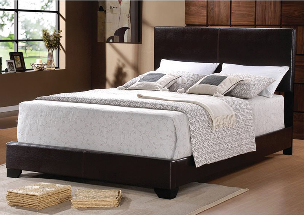 Dark Brown Queen Faux Leather Bed,Home Source