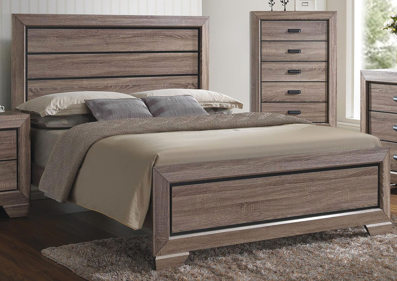 Chad Warm Grey King Panel Bed,Home Source