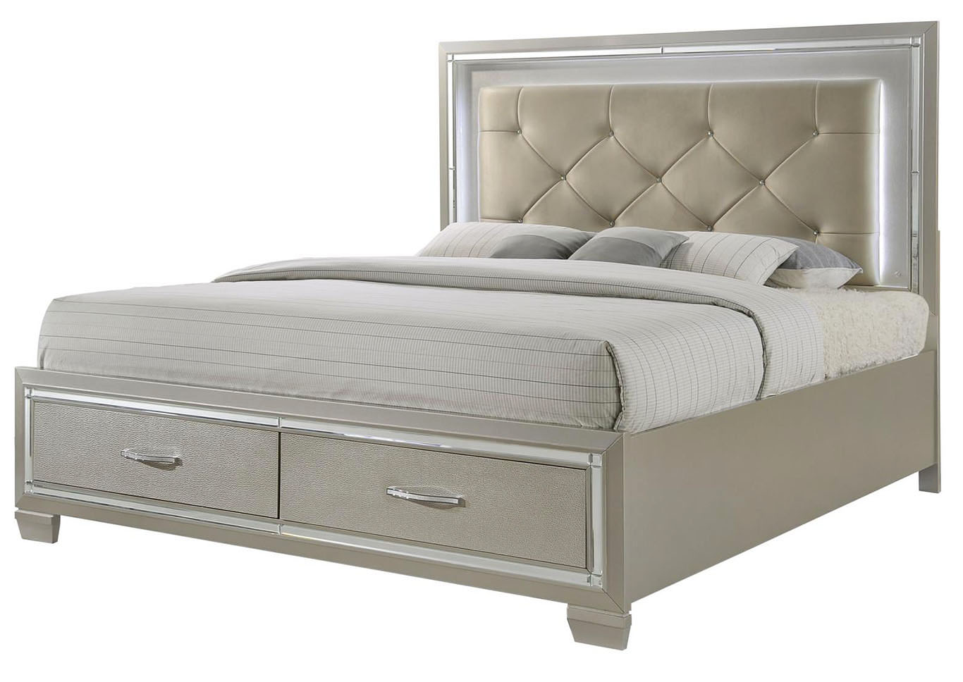 Whitney Platinum King Storage Bed,Home Source