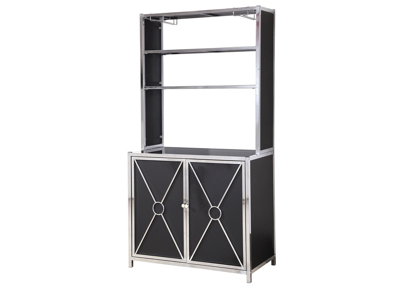 Silver and Black Corner Bar & Hutch,Home Source