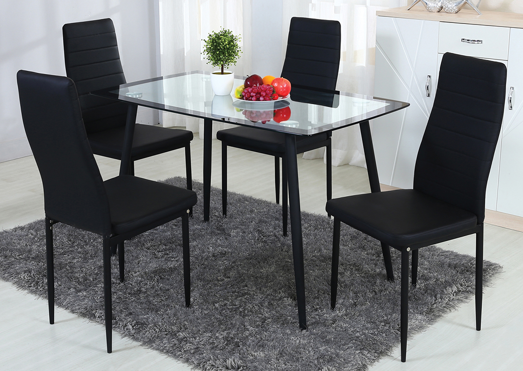 Black/Silver Glass Table & Chair,Home Source